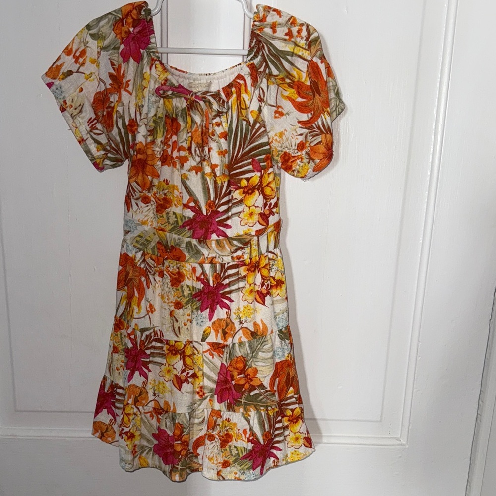 Chelsea & Violet Floral Kids Dress with Orange and Pink